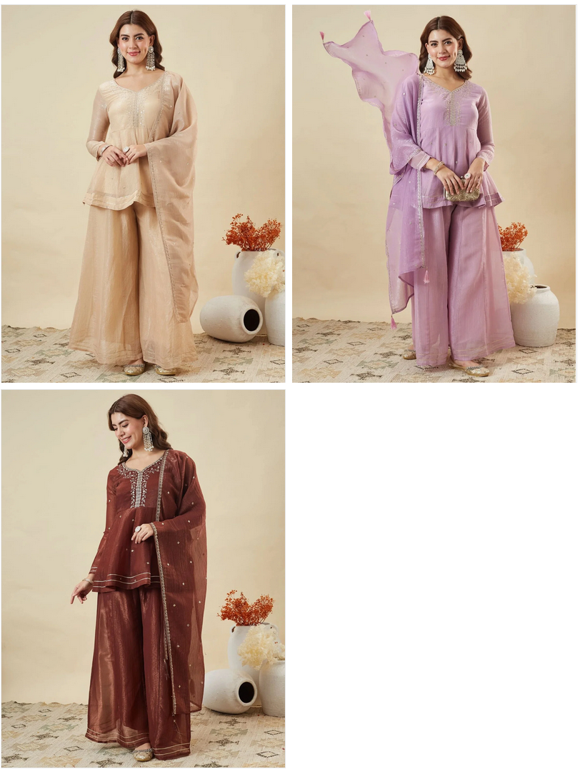 Amrah Wholesale Honey 01 Crunchy Silk Embroidered Salwar Suit Set