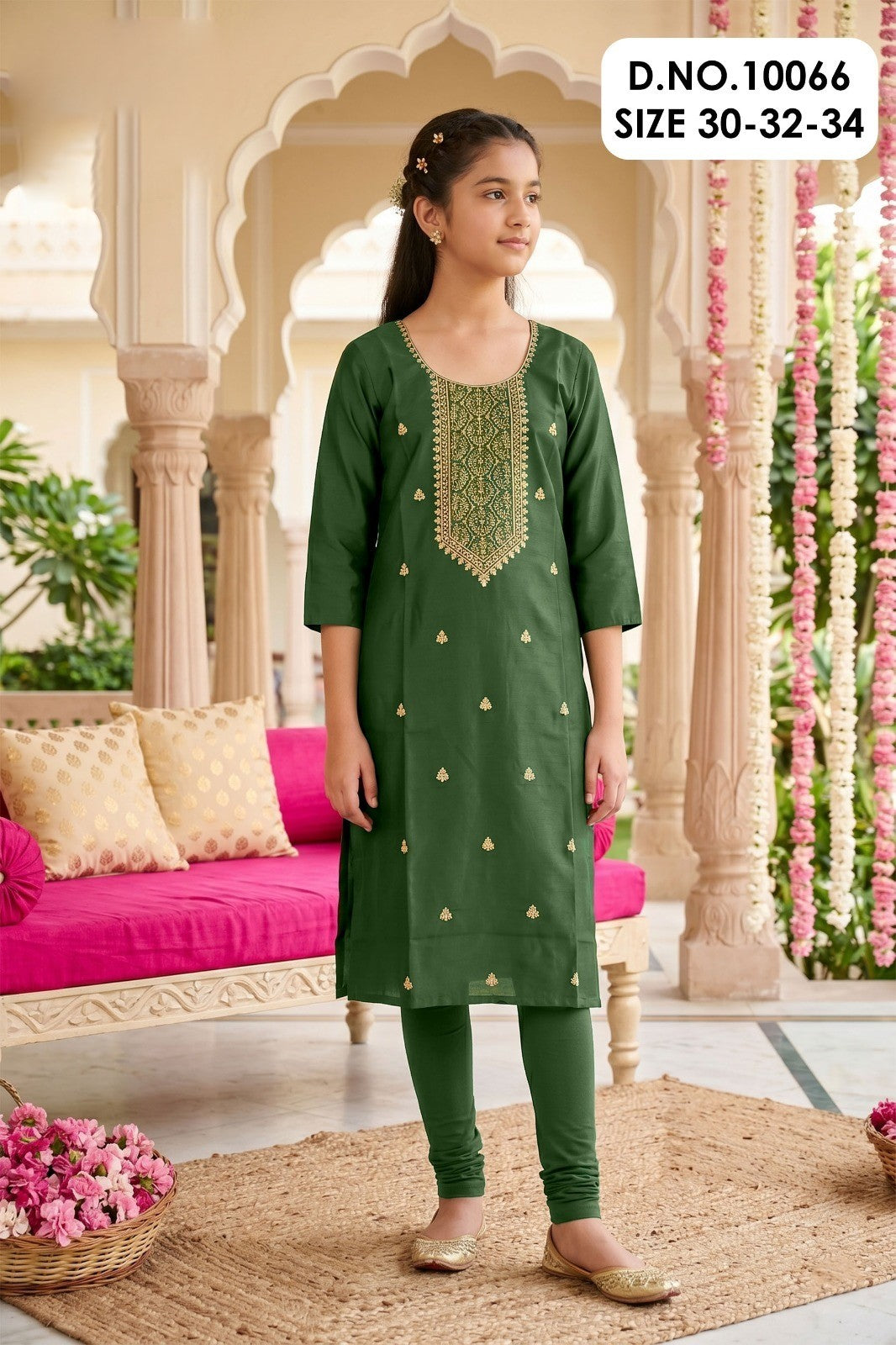 Amrah Wholesale Jaini 10064 And 66 Gadwal Silk Embroidered Kids Kurti