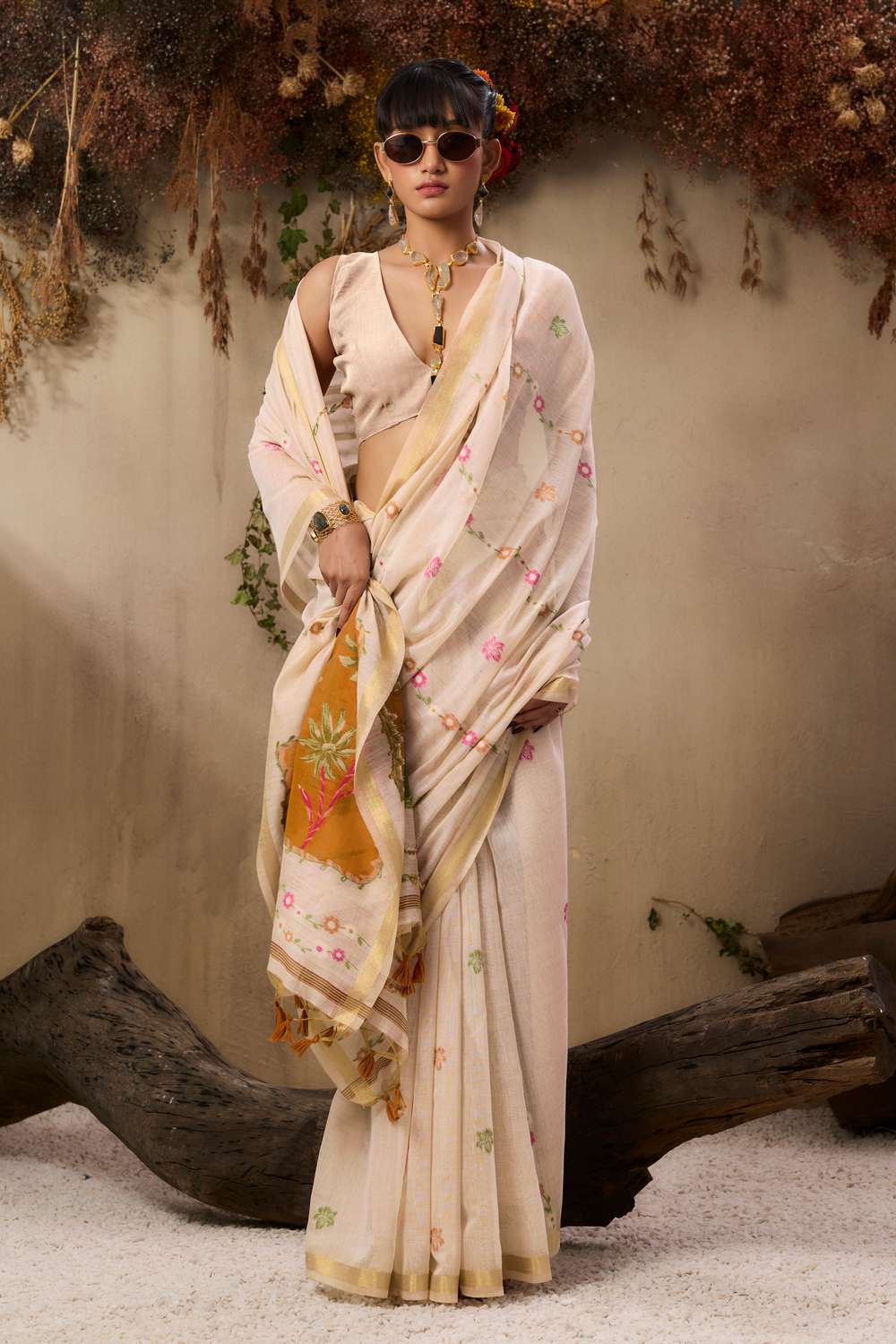 Amrah Jf 3497 Soft Muga Cotton Saree