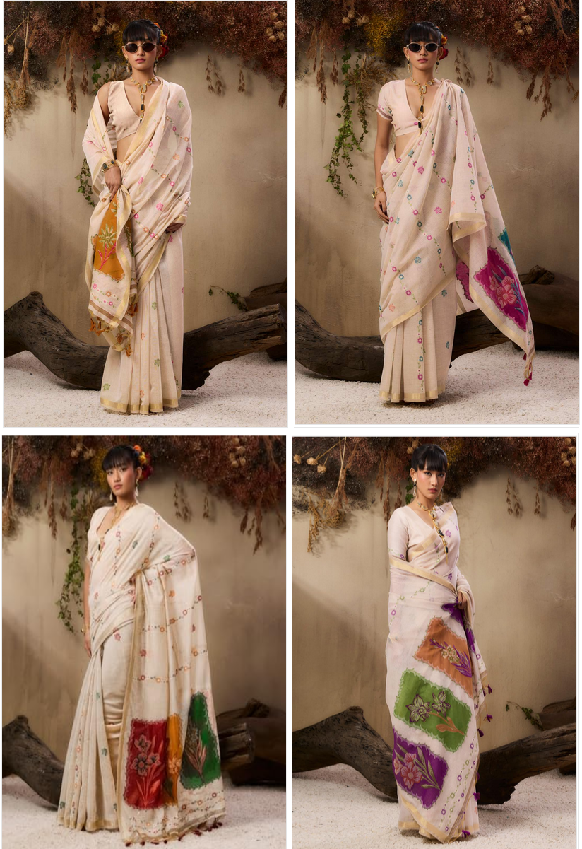 Amrah Jf 3497 Soft Muga Cotton Saree