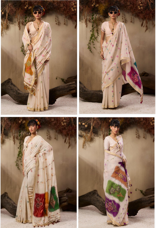 Amrah Jf 3497 Soft Muga Cotton Saree