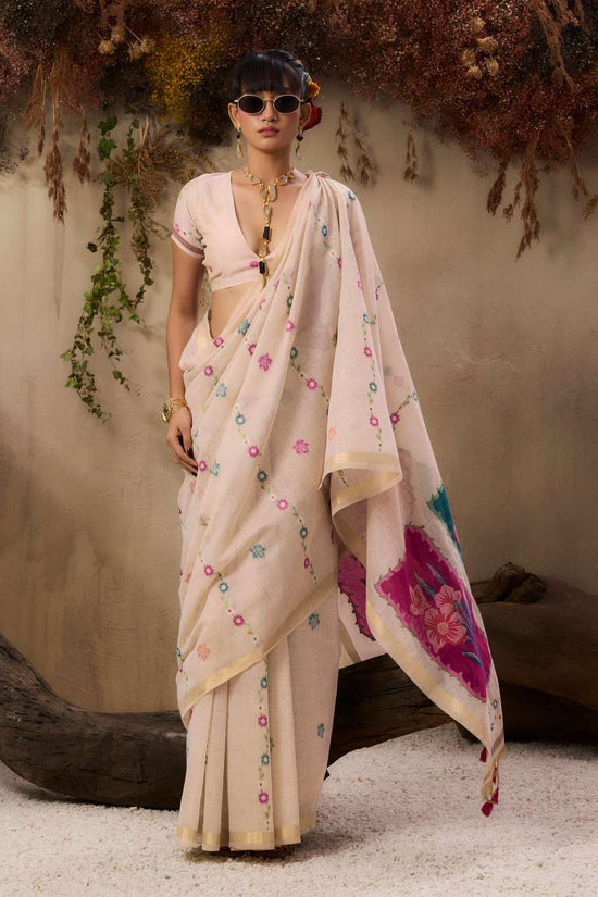 Amrah Jf 3497 Soft Muga Cotton Saree