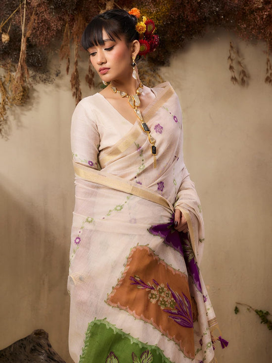 Amrah Jf 3497 Soft Muga Cotton Saree
