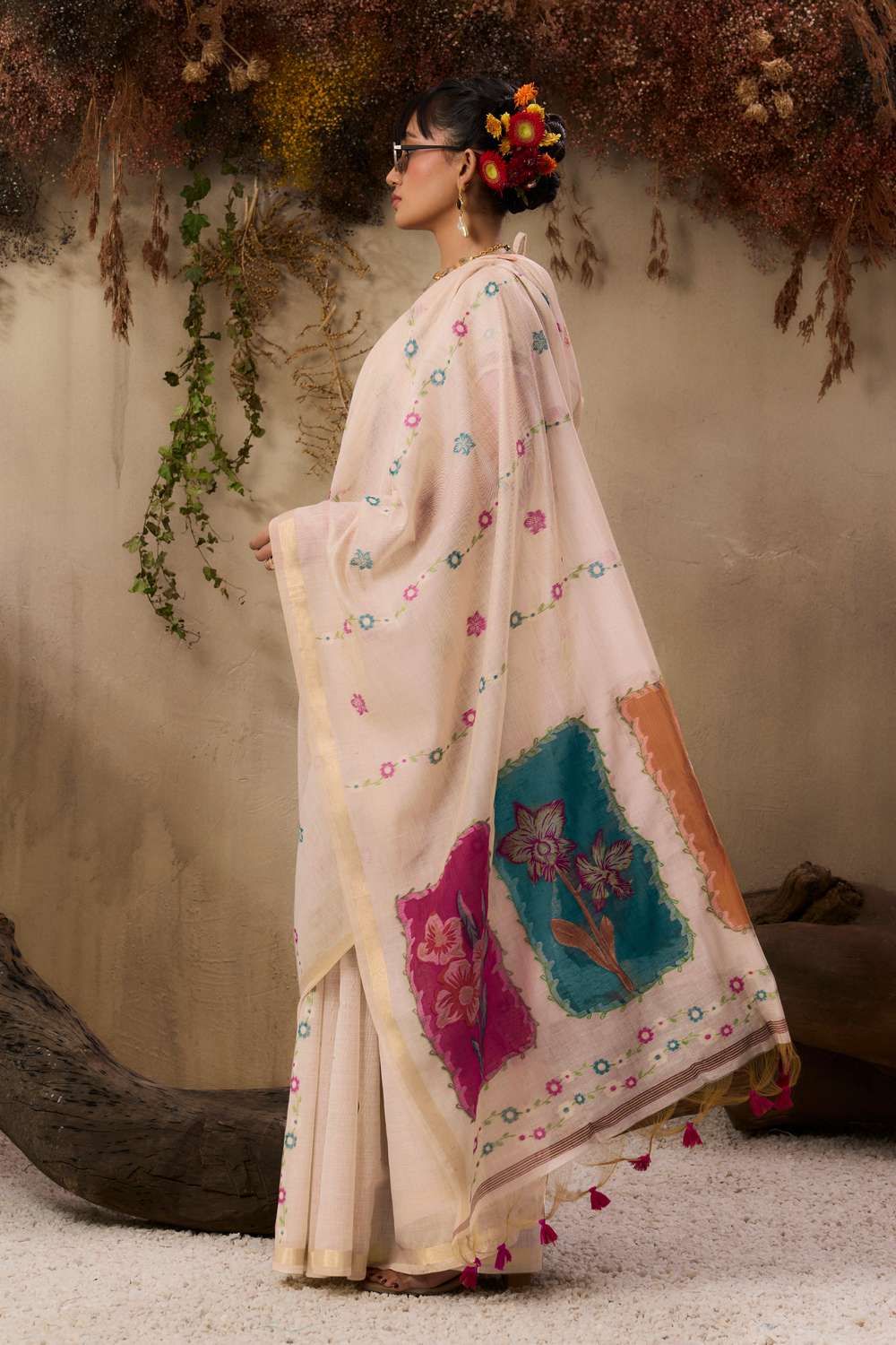 Amrah Jf 3497 Soft Muga Cotton Saree