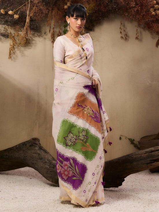 Amrah Jf 3497 Soft Muga Cotton Saree