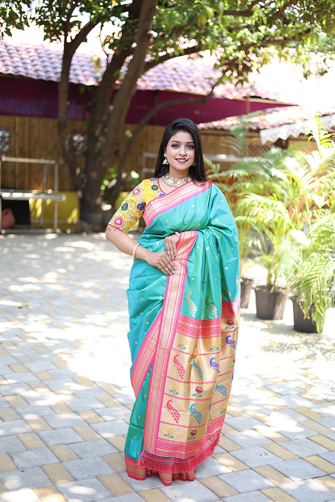 Amrah Wholesale Jf 3631 Paithani Silk Blend Zari Woven Saree