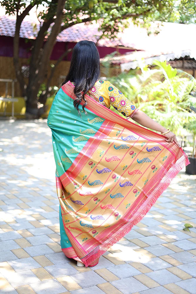 Amrah Wholesale Jf 3631 Paithani Silk Blend Zari Woven Saree