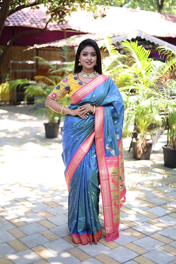 Amrah Wholesale Jf 3631 Paithani Silk Blend Zari Woven Saree