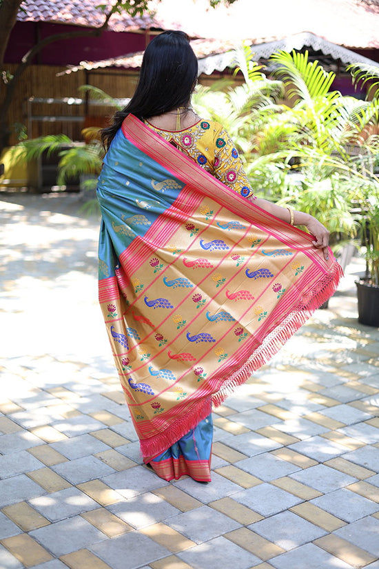 Amrah Wholesale Jf 3631 Paithani Silk Blend Zari Woven Saree