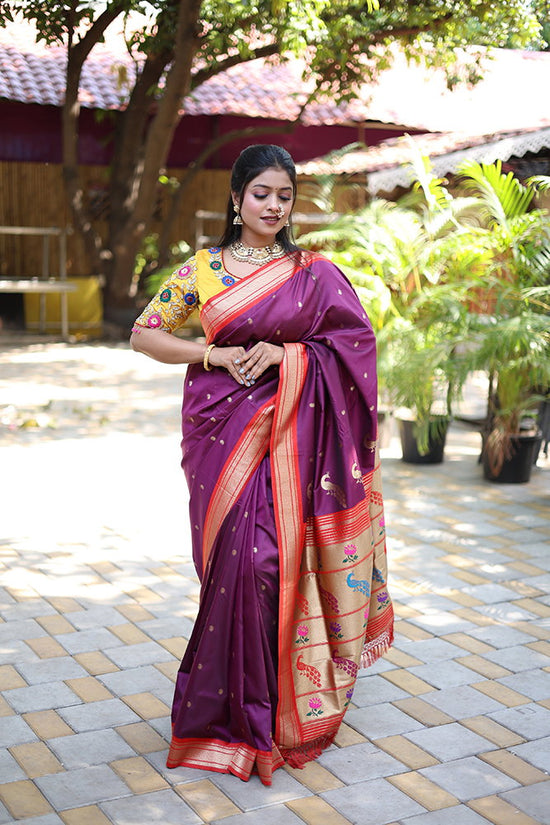 Amrah Wholesale Jf 3631 Paithani Silk Blend Zari Woven Saree