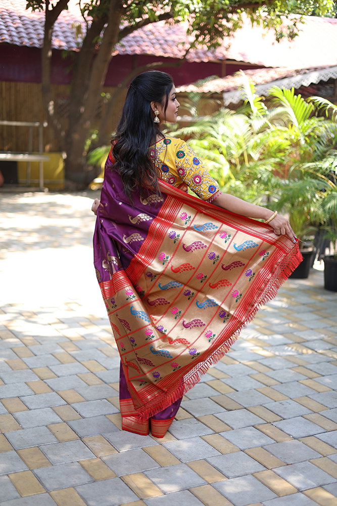 Amrah Wholesale Jf 3631 Paithani Silk Blend Zari Woven Saree
