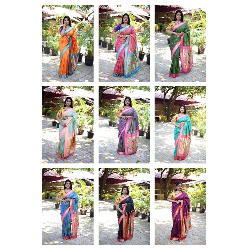 Amrah Wholesale Jf 3631 Paithani Silk Blend Zari Woven Saree