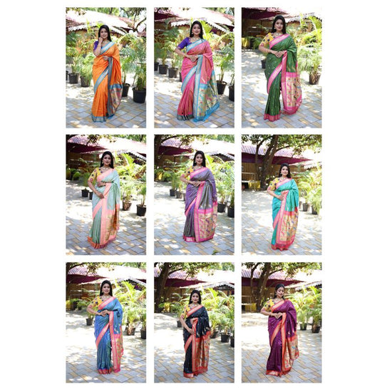 Amrah Wholesale Jf 3631 Paithani Silk Blend Zari Woven Saree