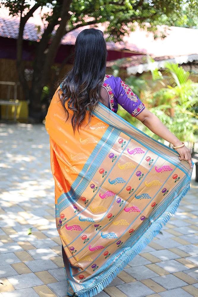 Amrah Wholesale Jf 3631 Paithani Silk Blend Zari Woven Saree