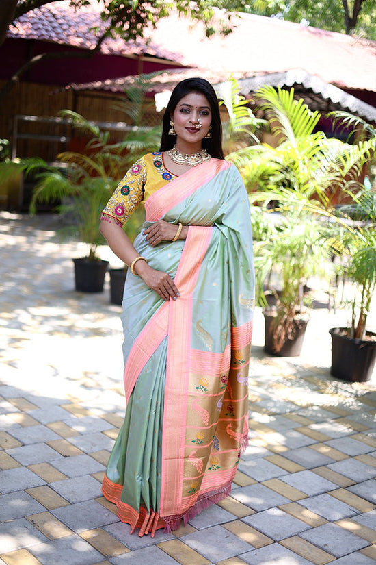 Amrah Wholesale Jf 3631 Paithani Silk Blend Zari Woven Saree