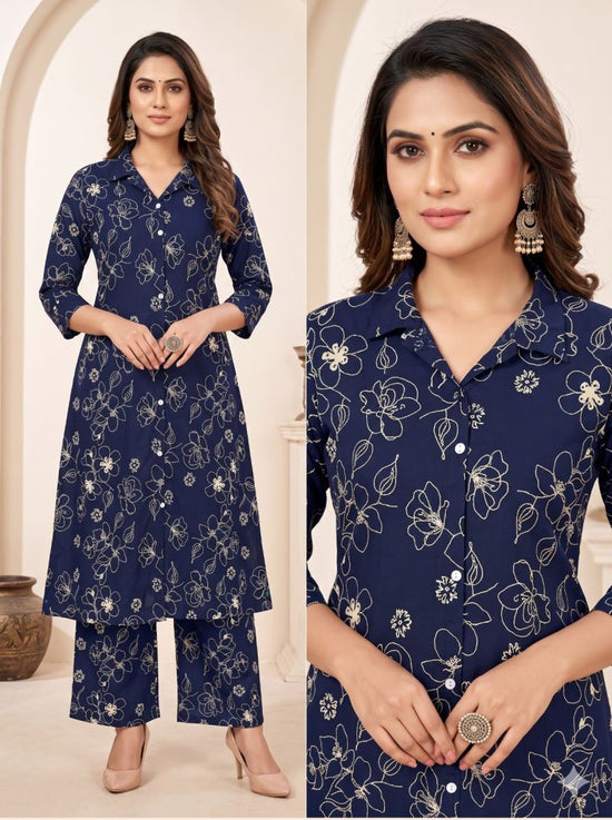 Amrah Jinu Combo Rayon Printed Kurti Pant Set