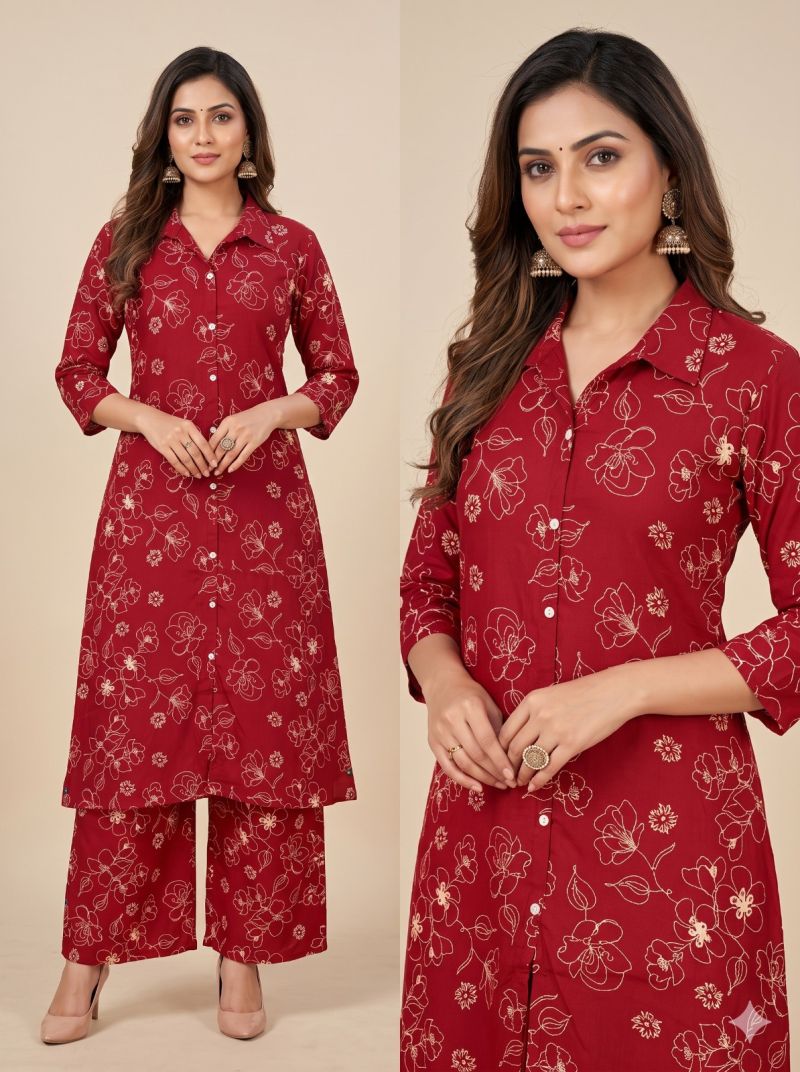 Amrah Jinu Combo Rayon Printed Kurti Pant Set