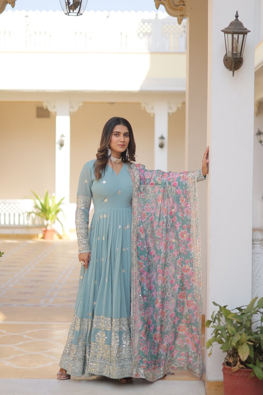 Amrah Ka 1078 Faux Georgette Gown Collection