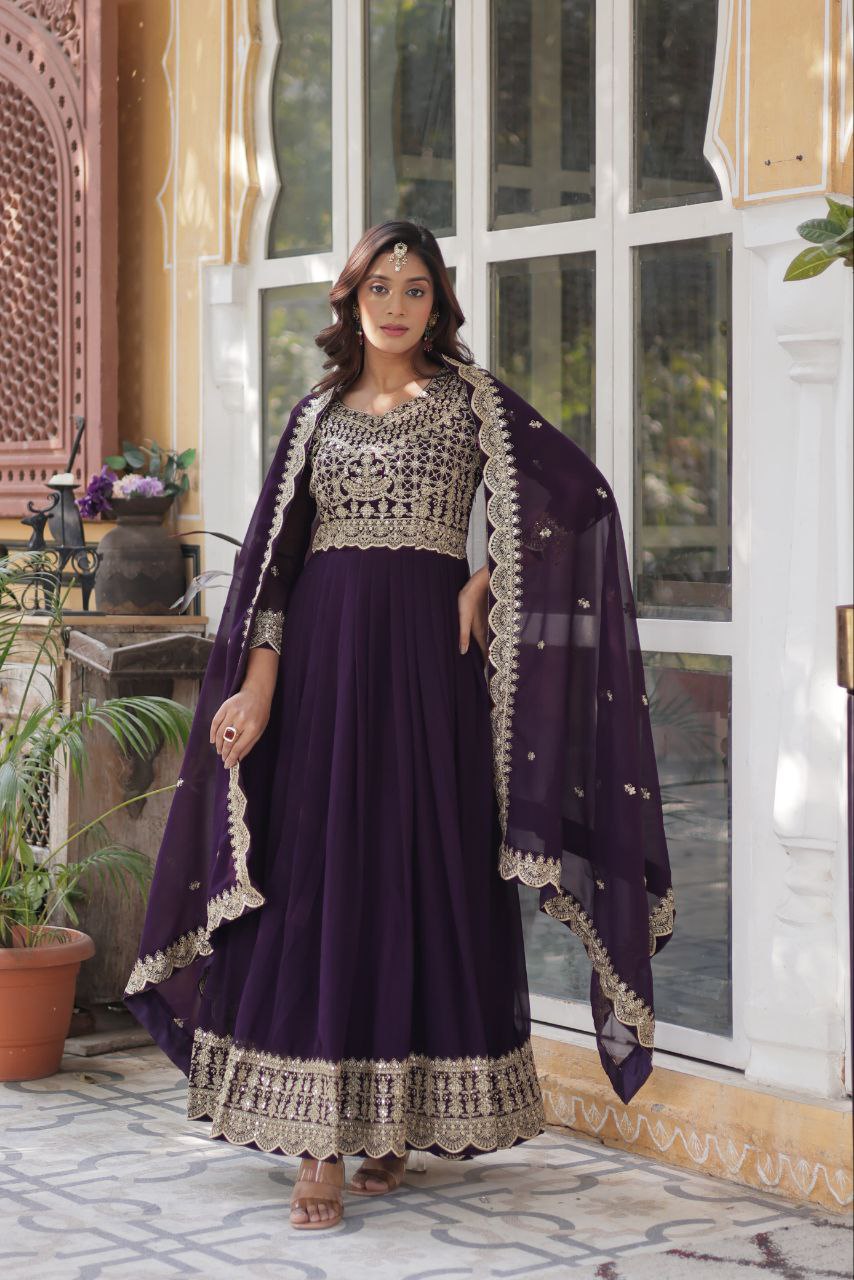Amrah Ka 1137 Faux Georgette Embroidered Gown