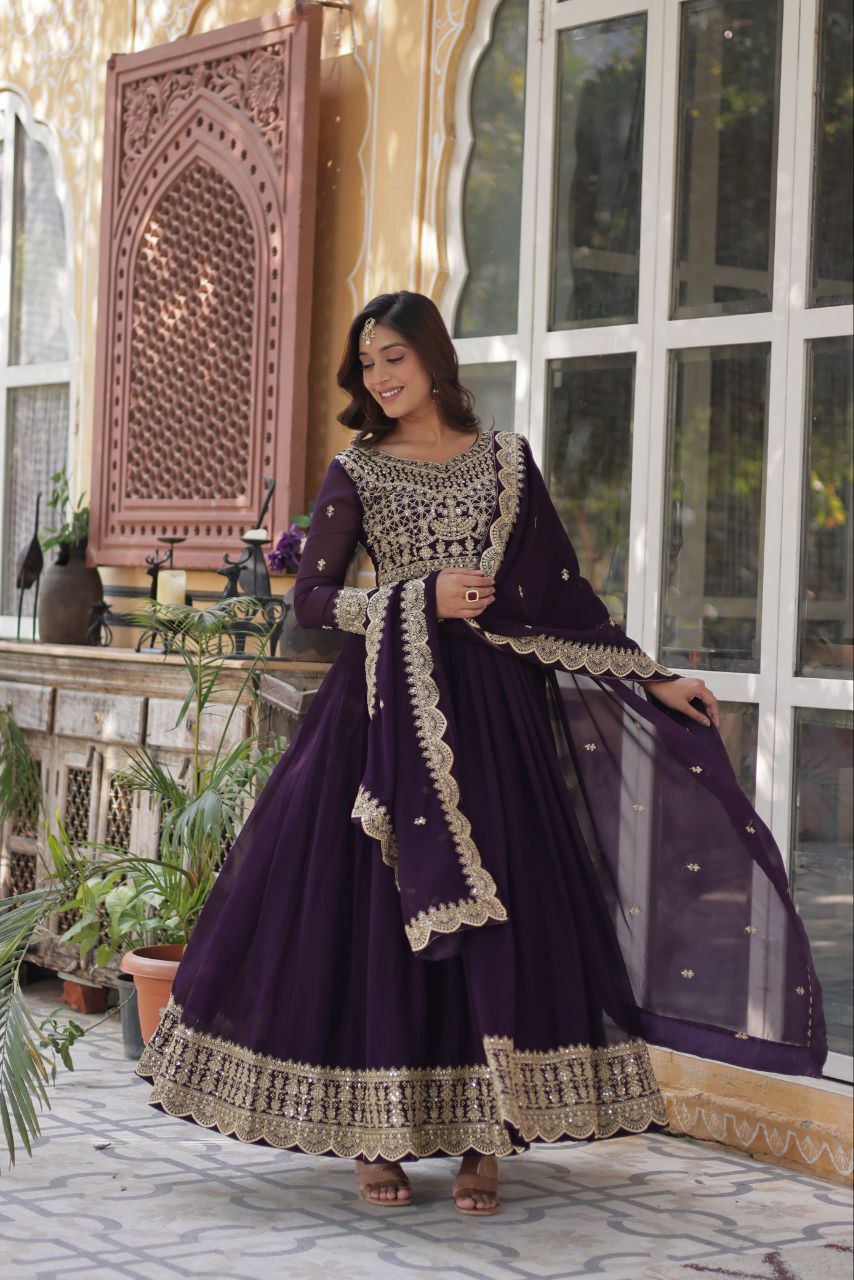 Amrah Ka 1137 Faux Georgette Embroidered Gown