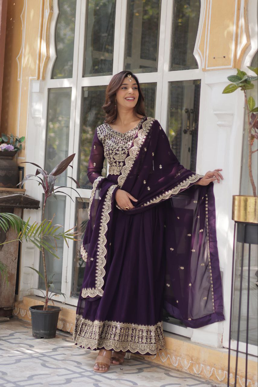 Amrah Ka 1137 Faux Georgette Embroidered Gown