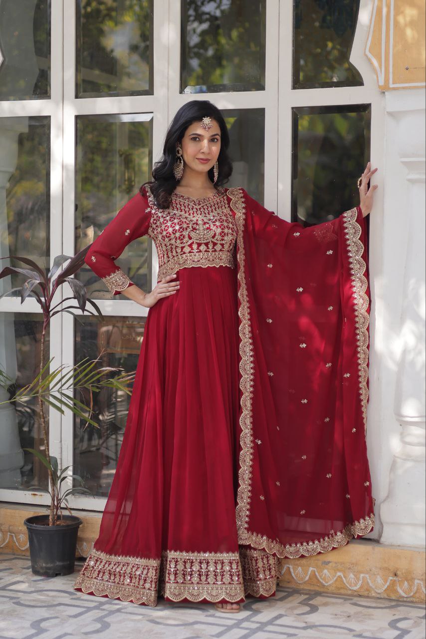 Amrah Ka 1137 Faux Georgette Embroidered Gown