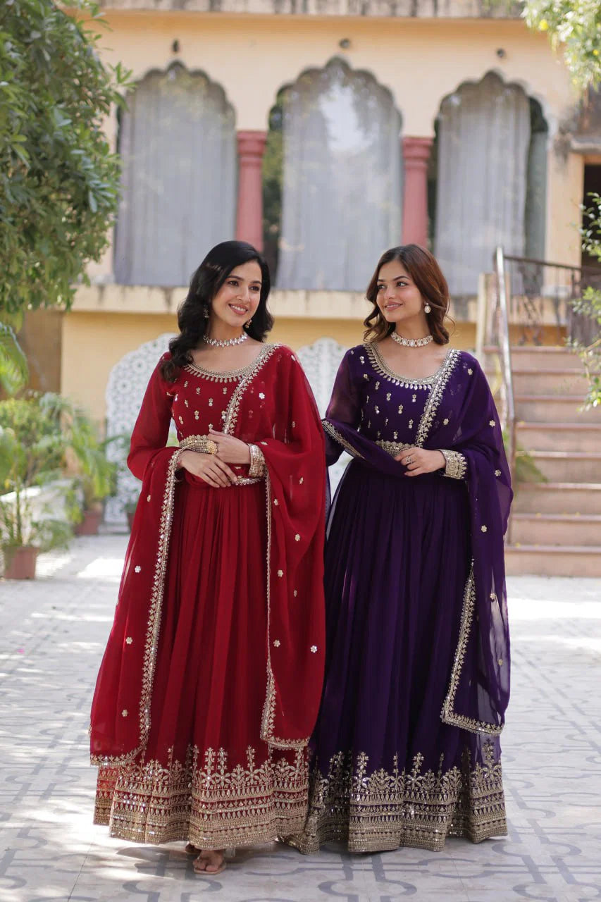Amrah Wholesale Ka 1144 Faux Georgette Sequins Embroidered Gown Collection