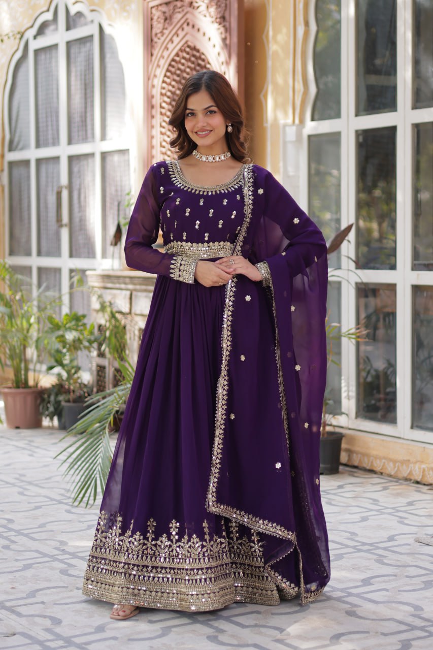 Amrah Wholesale Ka 1144 Faux Georgette Sequins Embroidered Gown Collection