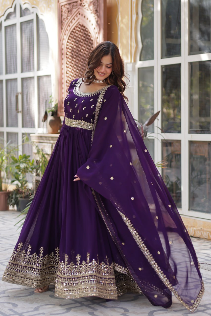 Amrah Wholesale Ka 1144 Faux Georgette Sequins Embroidered Gown Collection