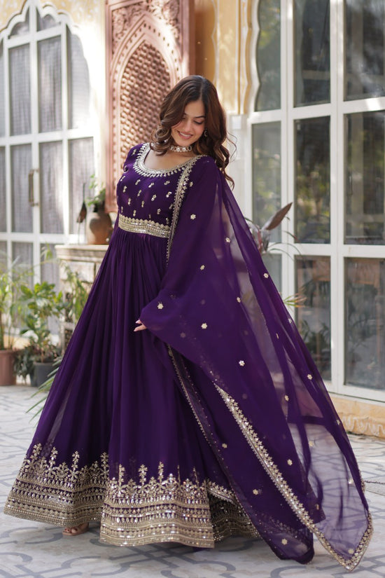 Amrah Wholesale Ka 1144 Faux Georgette Sequins Embroidered Gown Collection