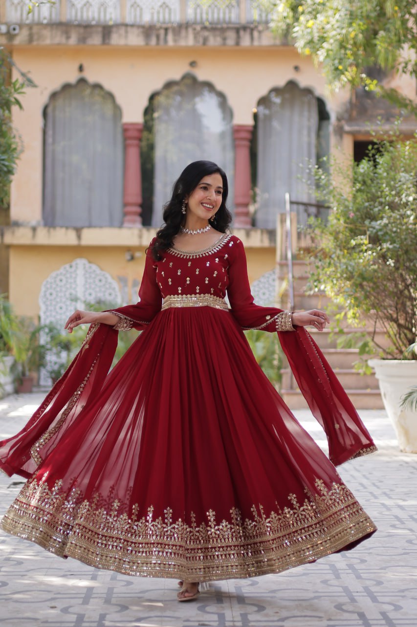 Amrah Wholesale Ka 1144 Faux Georgette Sequins Embroidered Gown Collection