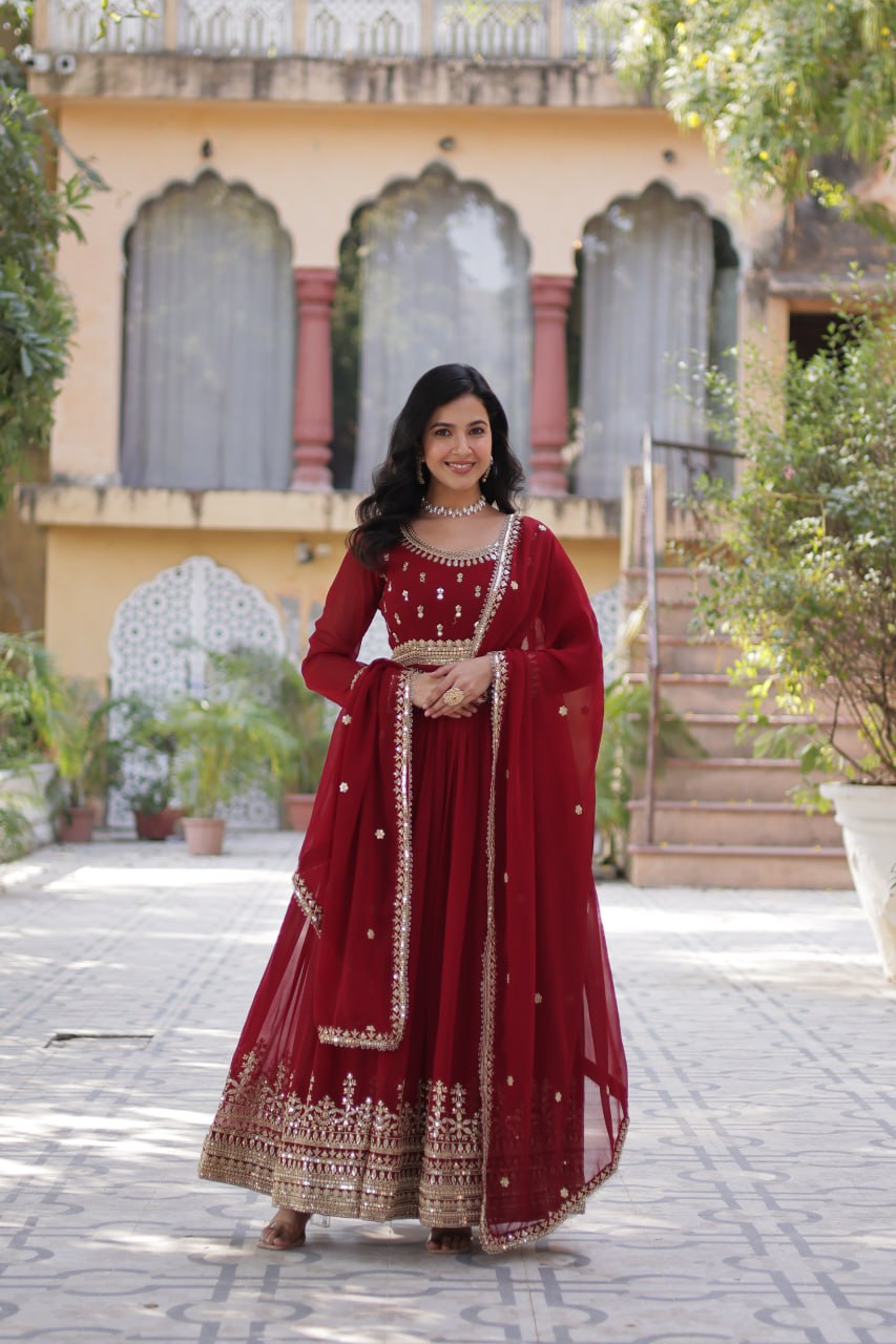 Amrah Wholesale Ka 1144 Faux Georgette Sequins Embroidered Gown Collection