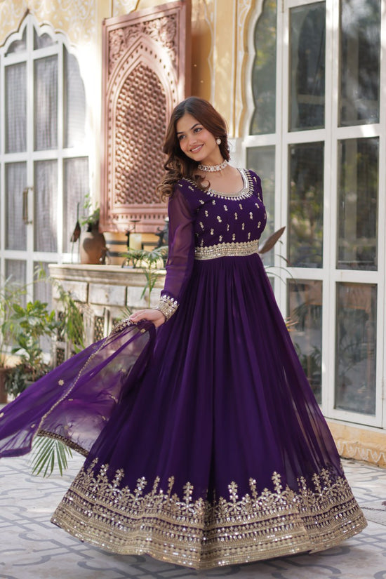 Amrah Wholesale Ka 1144 Faux Georgette Sequins Embroidered Gown Collection