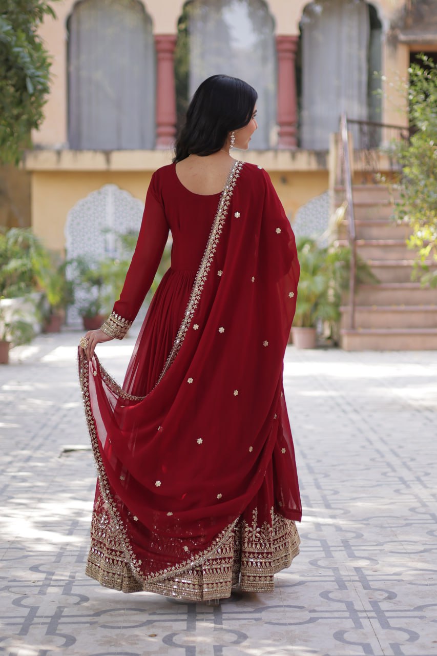 Amrah Wholesale Ka 1144 Faux Georgette Sequins Embroidered Gown Collection