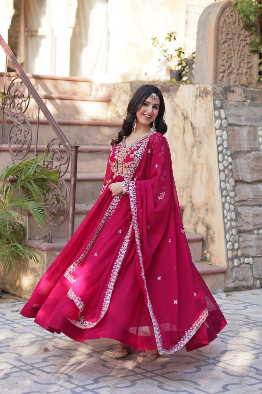 Amrah Wholesale Ka 1147 Faux Georgette Gown
