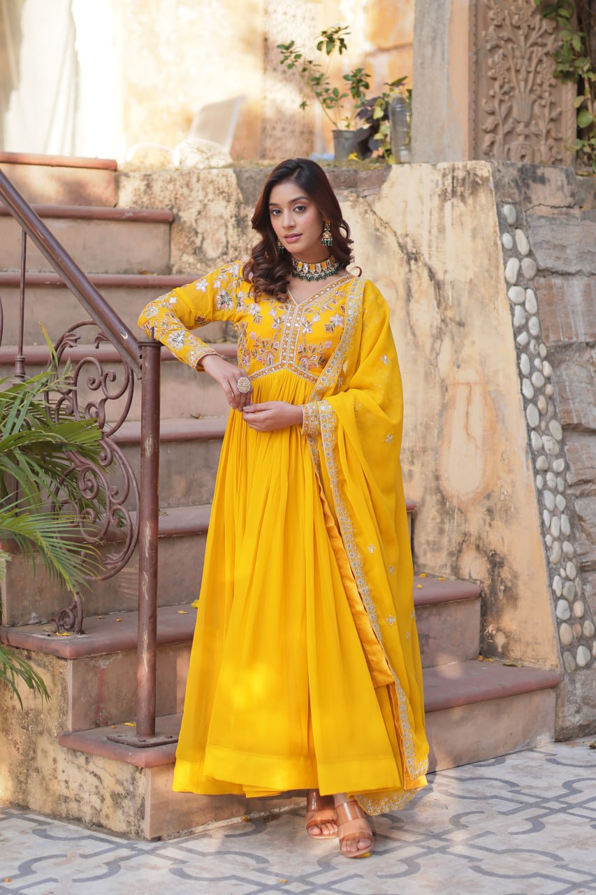 Amrah Wholesale Ka 1147 Faux Georgette Gown