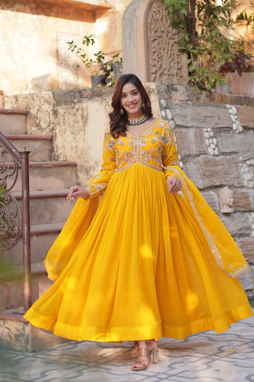 Amrah Wholesale Ka 1147 Faux Georgette Gown