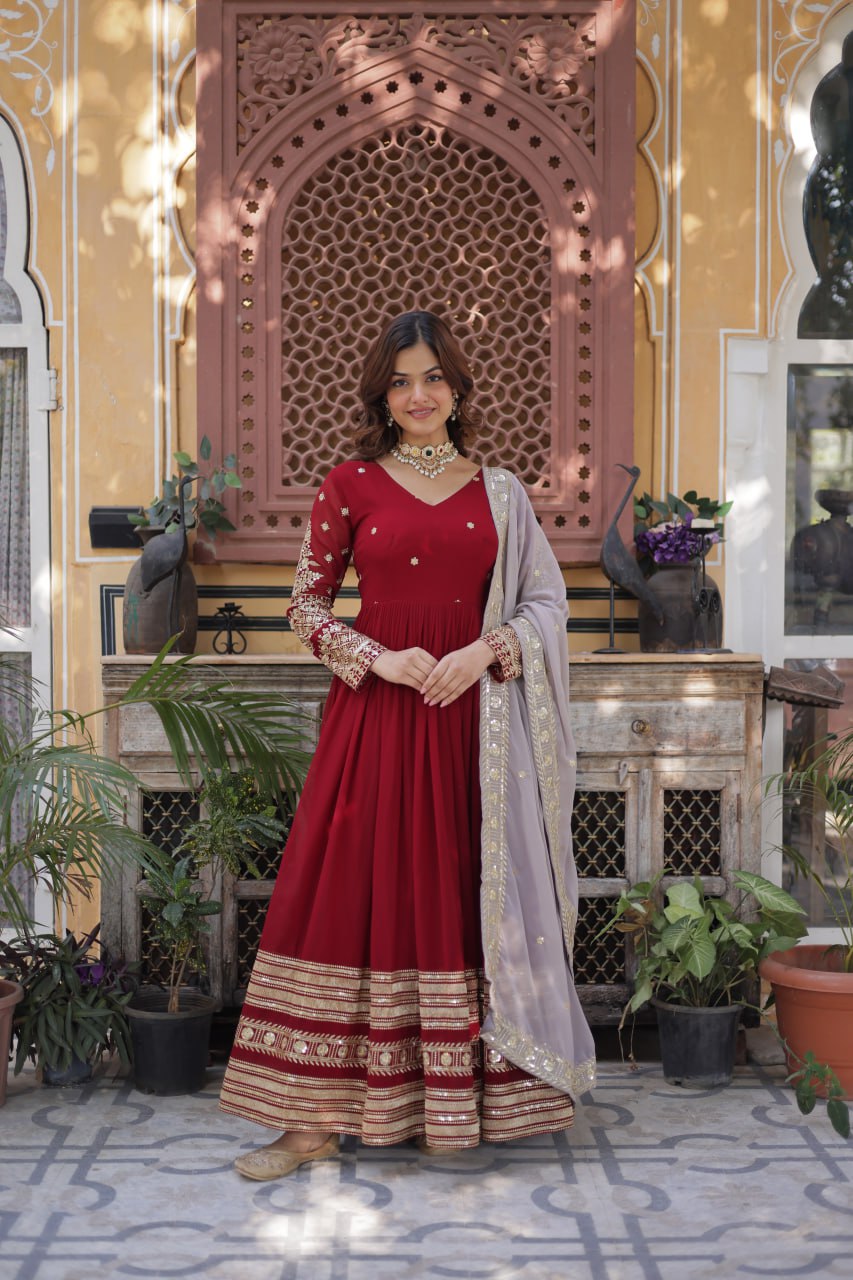 Amrah Wholesale Ka 1148 Faux Georgette Gown