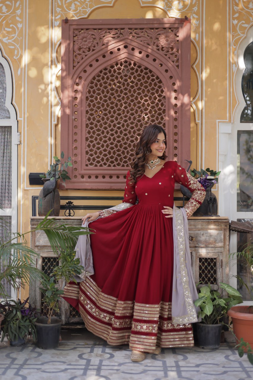 Amrah Wholesale Ka 1148 Faux Georgette Gown
