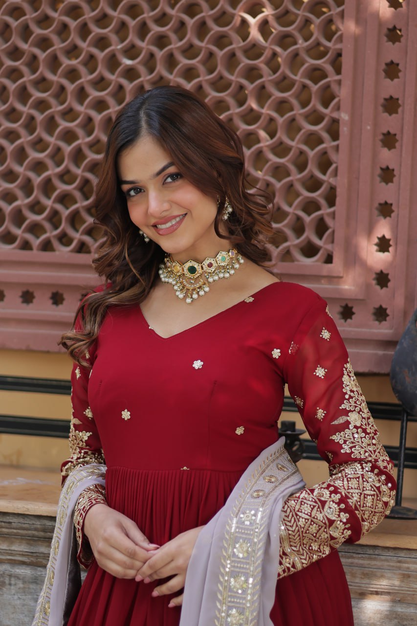 Amrah Wholesale Ka 1148 Faux Georgette Gown