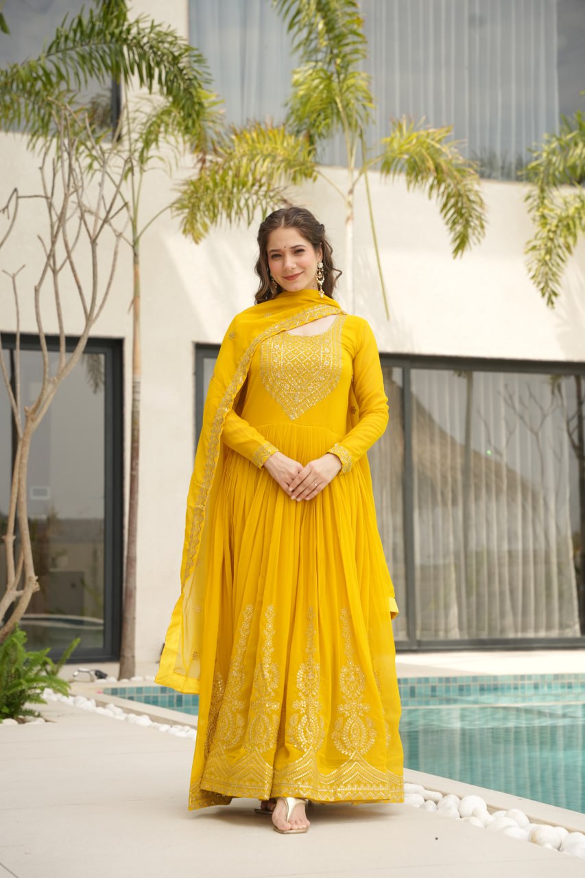 Amrah Wholesale Ka 1162 Faux Georgette Gown