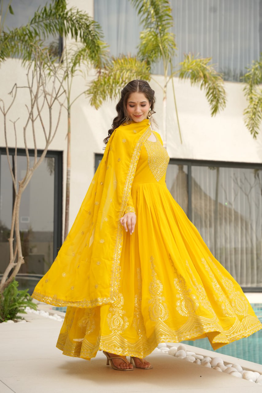Amrah Wholesale Ka 1162 Faux Georgette Gown