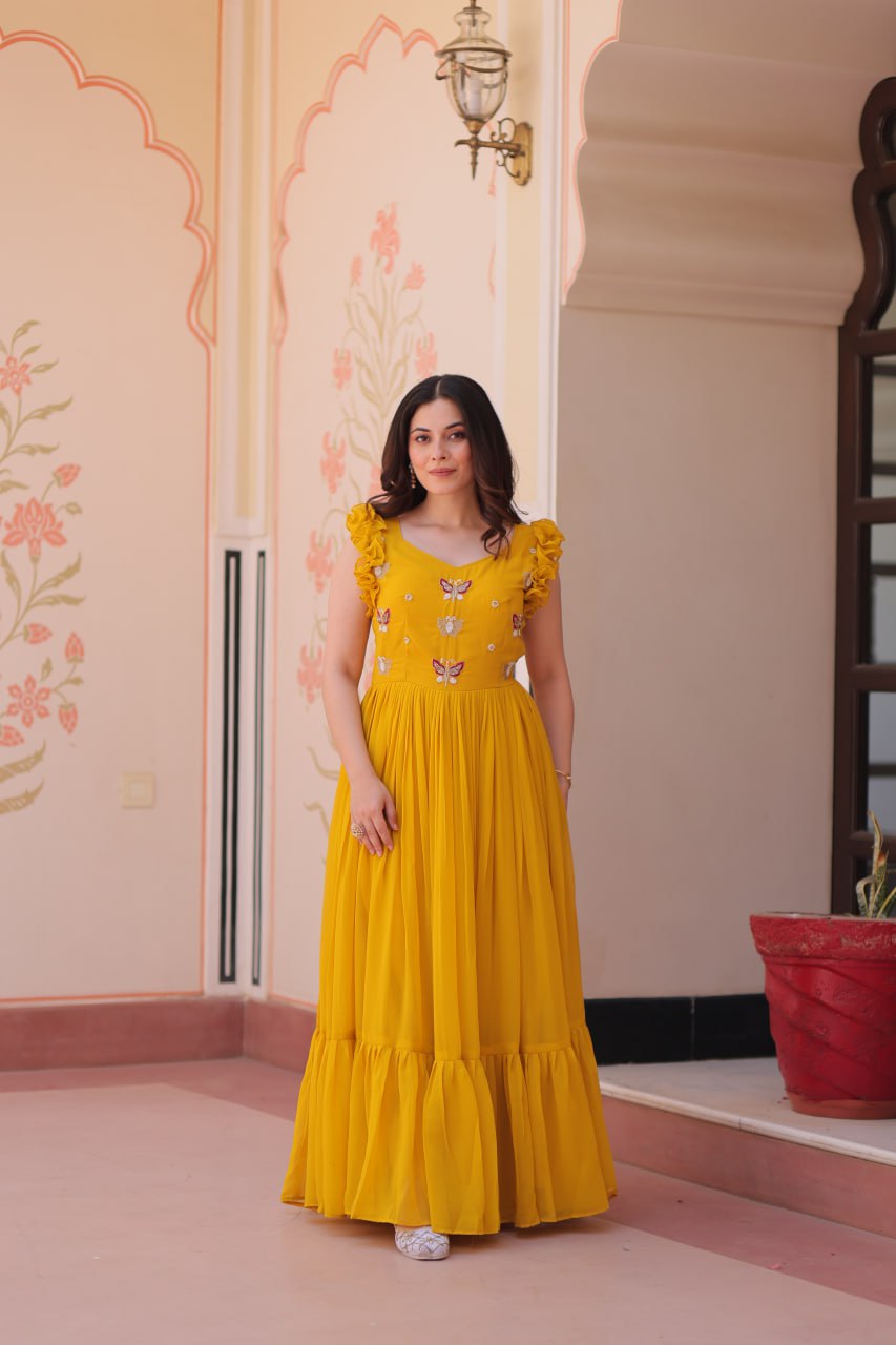 Amrah Wholesale Ka 1174 Faux Georgette Gown