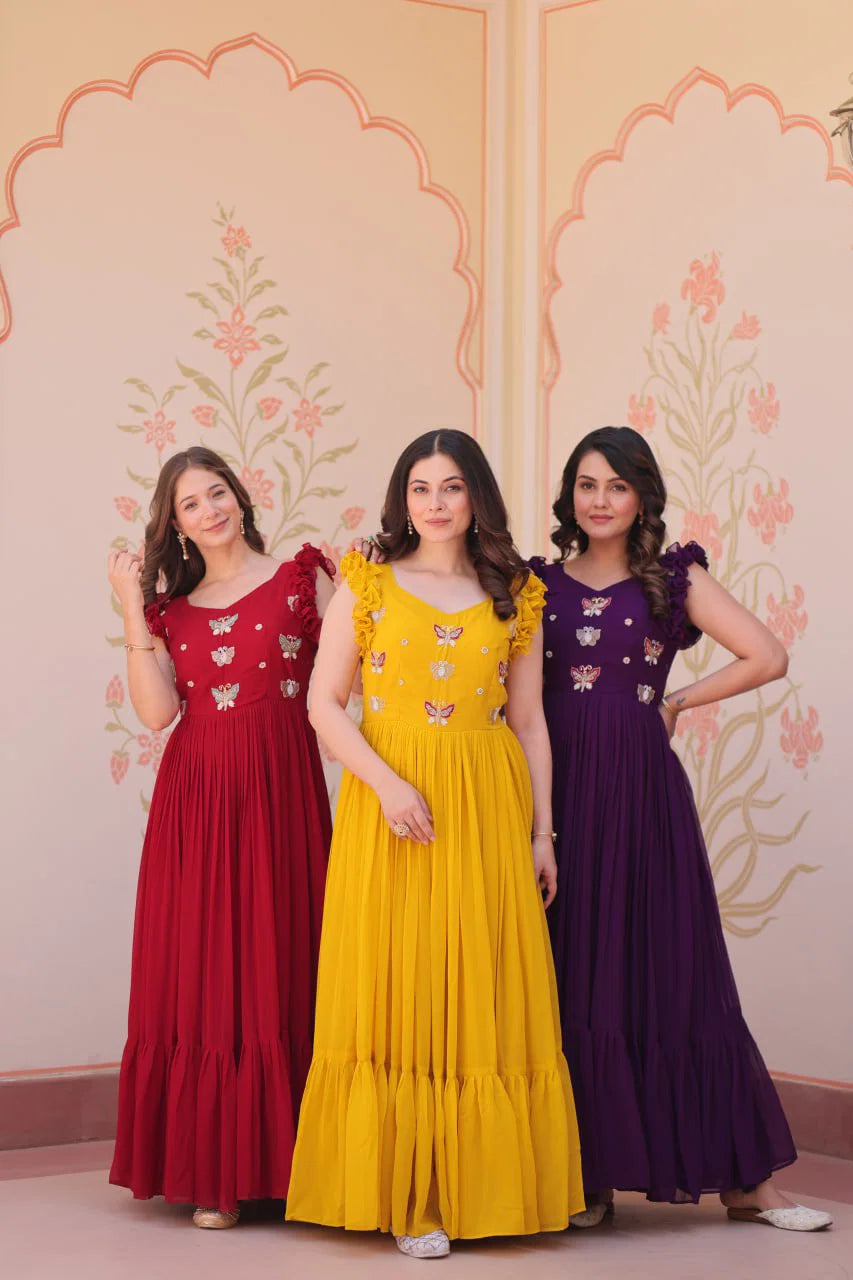 Amrah Wholesale Ka 1174 Faux Georgette Gown