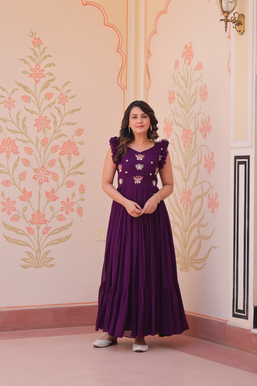 Amrah Wholesale Ka 1174 Faux Georgette Gown