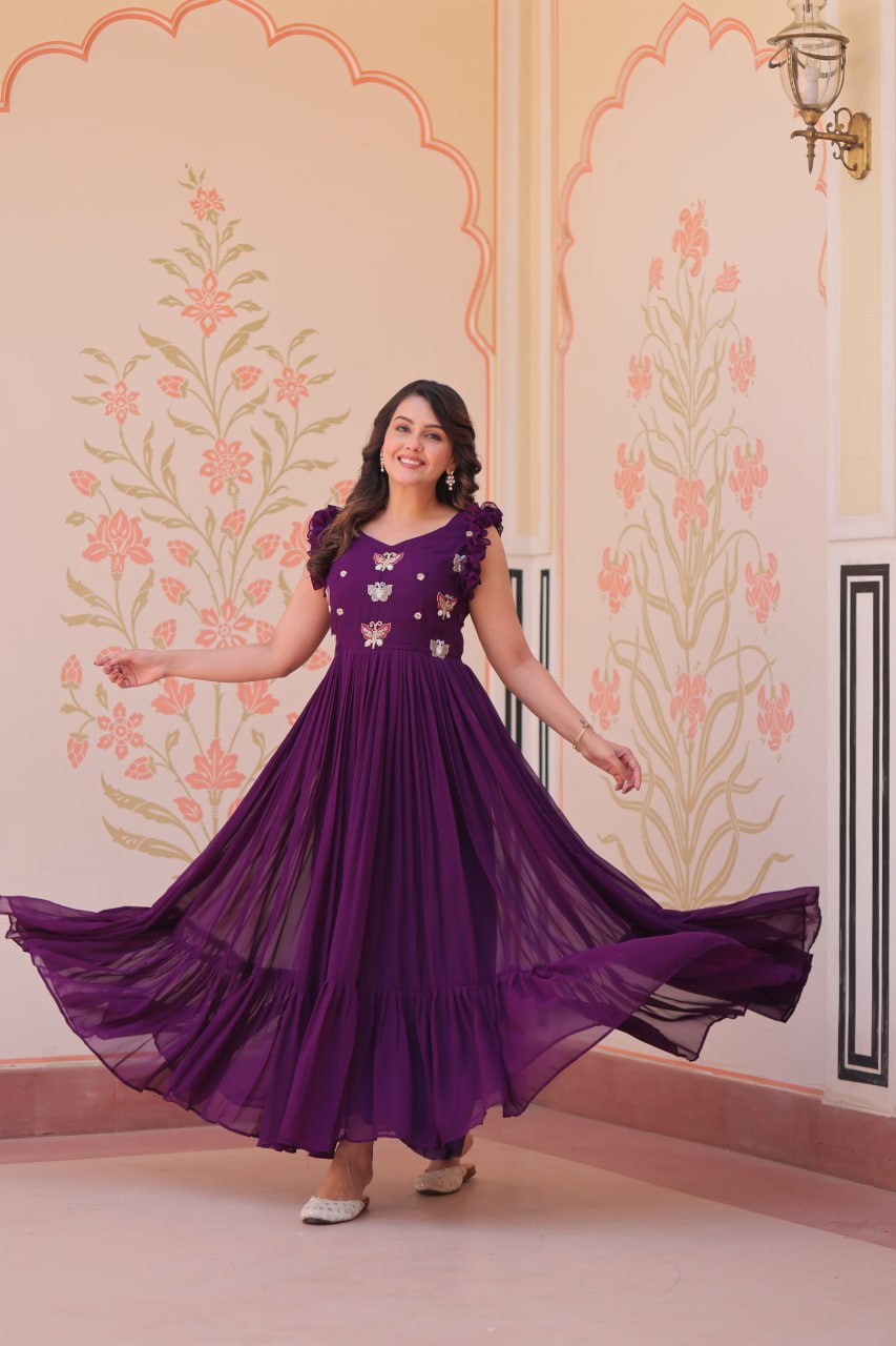 Amrah Wholesale Ka 1174 Faux Georgette Gown