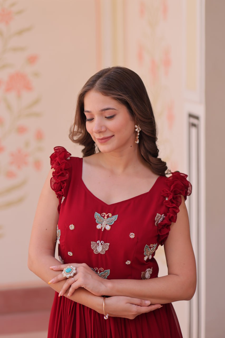 Amrah Wholesale Ka 1174 Faux Georgette Gown