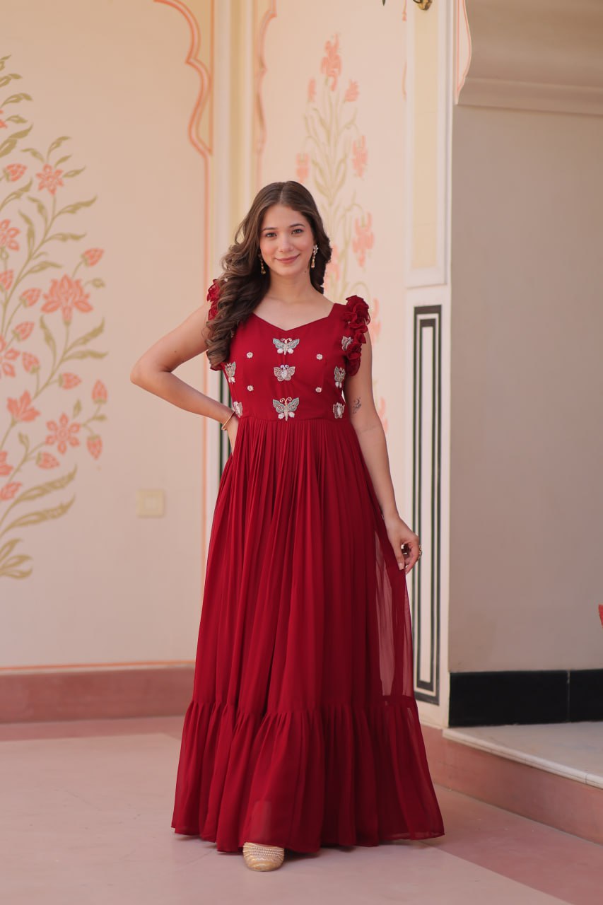 Amrah Wholesale Ka 1174 Faux Georgette Gown