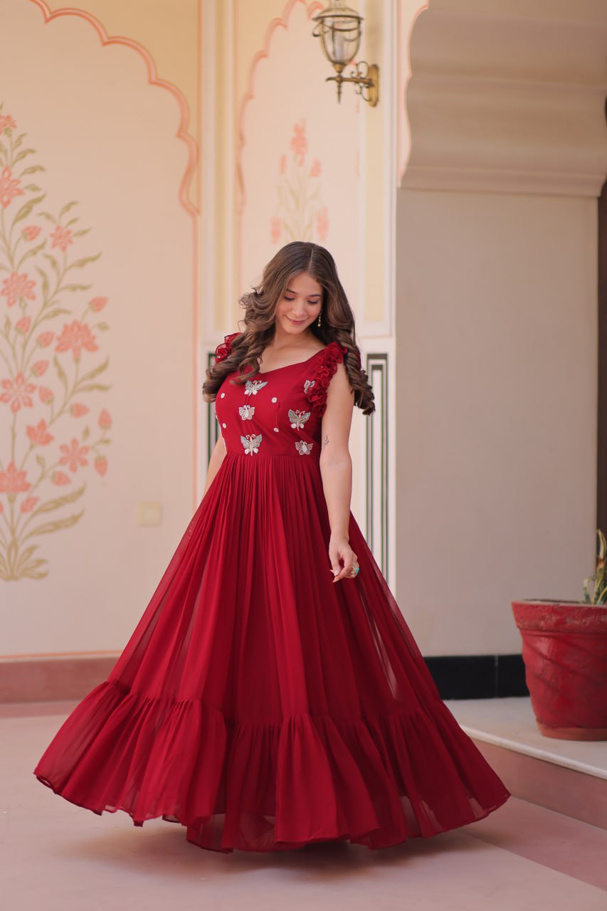 Amrah Wholesale Ka 1174 Faux Georgette Gown
