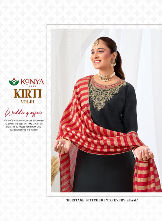 Amrah Kanya Kirti Vol 1 Roman Silk Embroidered Kurti Pant Dupatta Set